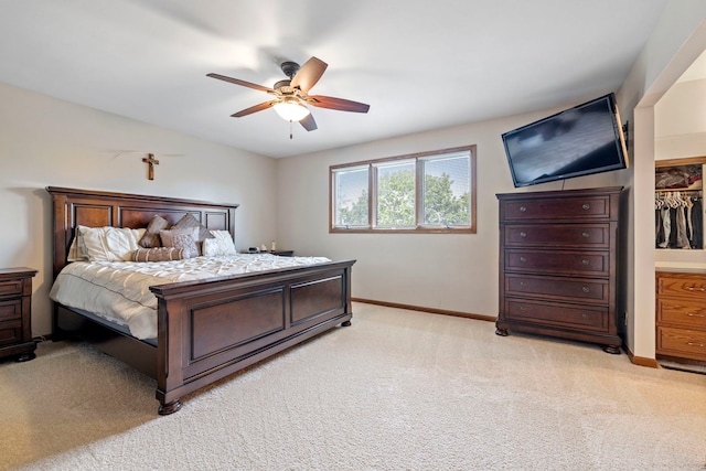 403 Tonelli Trl, Lockport, IL 60441 - bedroom with light colored carpet, baseboards, and a ceiling fan