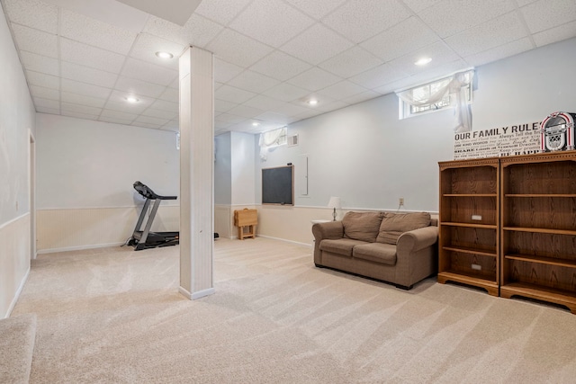 403 Tonelli Trl, Lockport, IL 60441 - carpeted living area featuring recessed lighting and a drop ceiling