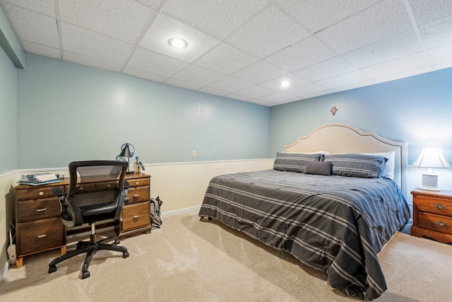 403 Tonelli Trl, Lockport, IL 60441 - bedroom with wainscoting, carpet floors, a drop ceiling, an office area, and recessed lighting