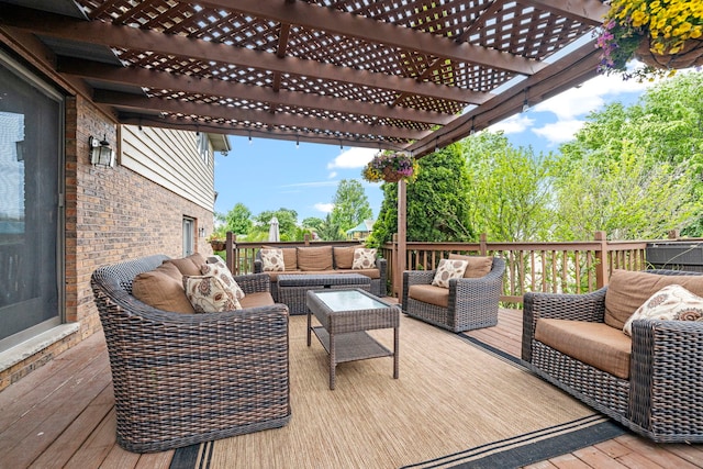 403 Tonelli Trl, Lockport, IL 60441 - wooden deck with an outdoor hangout area and a pergola