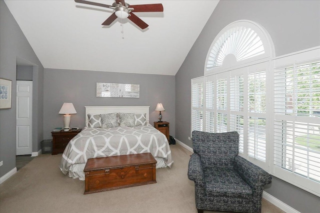 1608 W Ethans Glen Dr, Palatine, IL 60067 - carpeted bedroom with lofted ceiling, baseboards, and ceiling fan