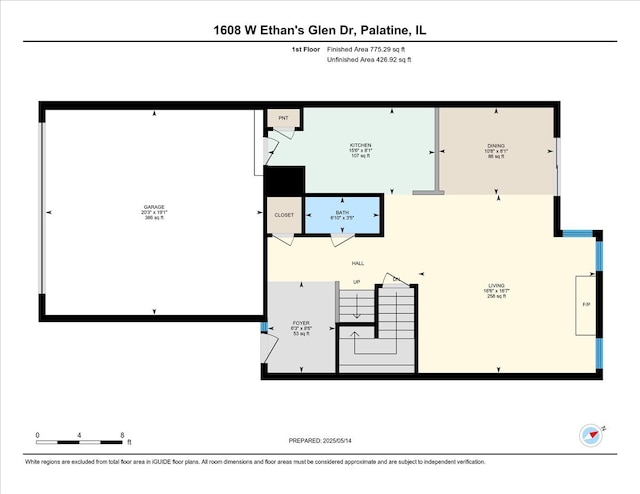 1608 W Ethans Glen Dr, Palatine, IL 60067 - floor plan / room layout