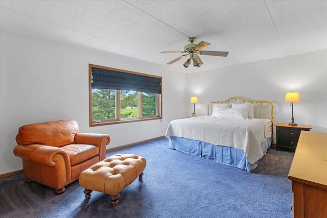 5255 N Riversedge Ter Unit 206, Chicago, IL 60630 - bedroom featuring carpet, baseboards, ceiling fan, and a textured ceiling