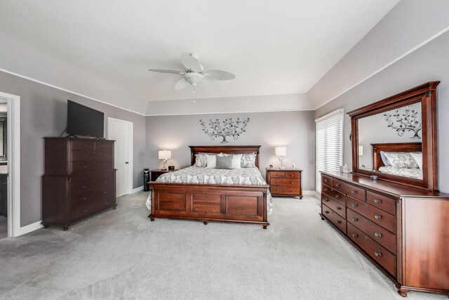 2041 Chatham Dr, Wheaton, IL 60189 - bedroom featuring light colored carpet, baseboards, and ceiling fan