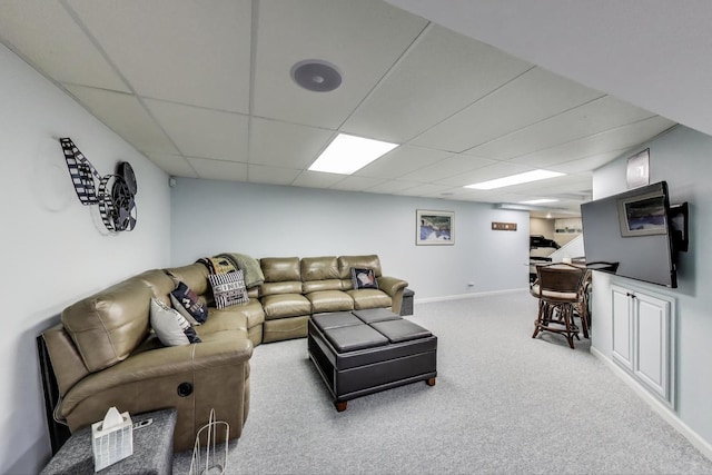 2041 Chatham Dr, Wheaton, IL 60189 - living room with carpet flooring, a paneled ceiling, and baseboards