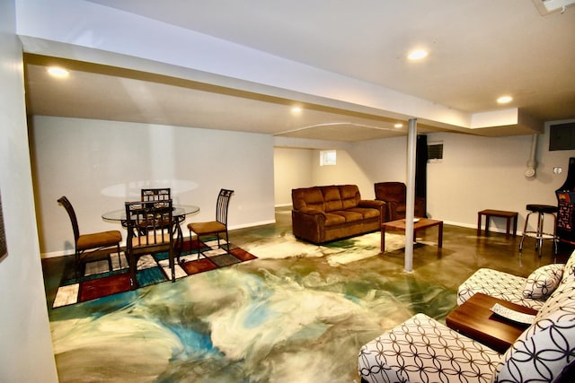 2837 18th St, North Chicago, IL 60064 - living room with baseboards, recessed lighting, and concrete floors