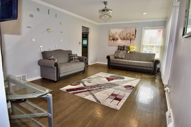 2837 18th St, North Chicago, IL 60064 - living area featuring wood finished floors, ornamental molding, and baseboards