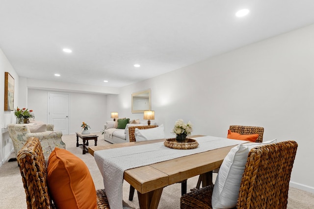 104 S Taylor St, Towanda, IL 61776 - dining space with light colored carpet, recessed lighting, and baseboards