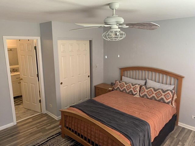 2406 Daybreak Ct, Elgin, IL 60123 - bedroom with wood finished floors, baseboards, and ceiling fan