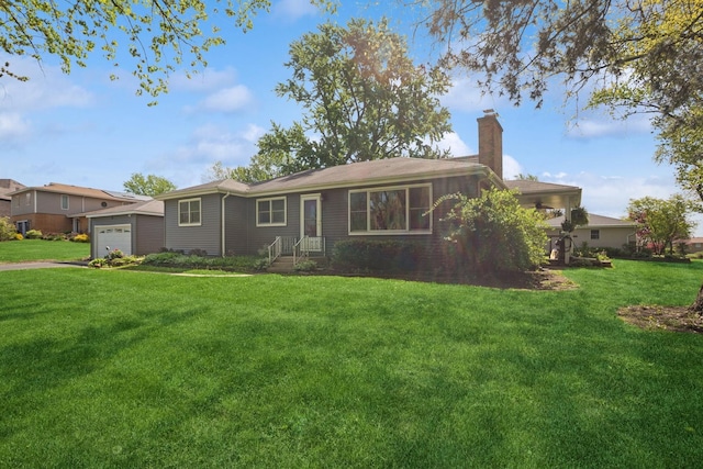 133 Maple Ct, Bloomingdale, IL 60108 - ranch-style home featuring a chimney, an attached garage, and a front yard