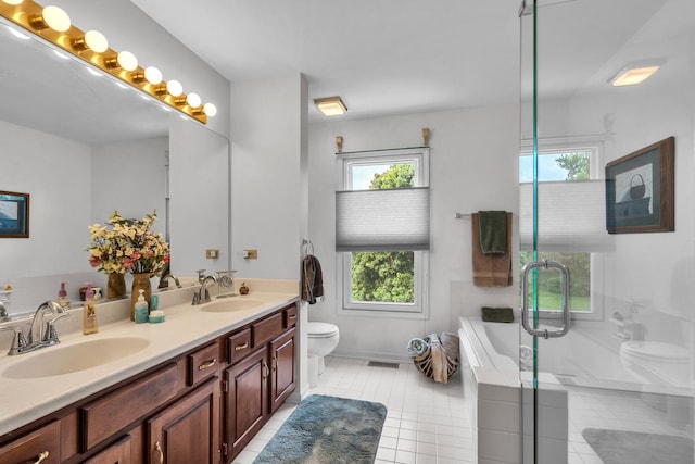 930 Ripple Brook Ln, Elgin, IL 60120 - bathroom with toilet, healthy amount of natural light, double vanity, and tile patterned floors
