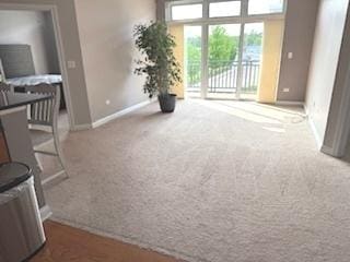 140 S River St Unit 208, Aurora, IL 60506 - unfurnished living room with baseboards and carpet flooring