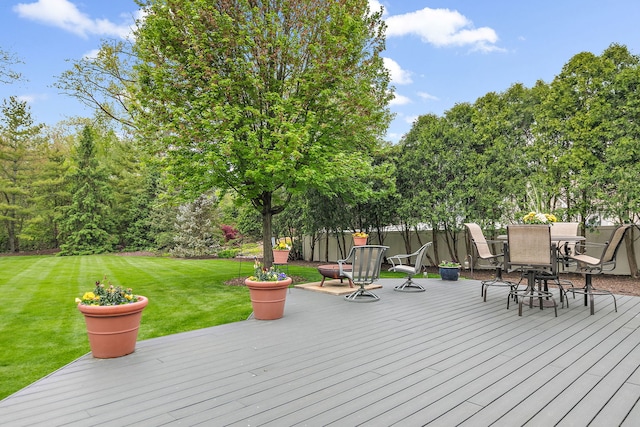 1536 N Elm St, Palatine, IL 60067 - wooden terrace with outdoor dining space and a lawn