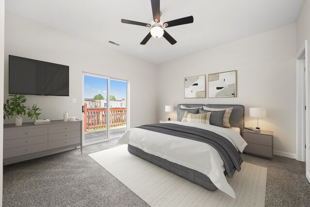6640 S Kimbark Ave Unit 3, Chicago, IL 60637 - carpeted bedroom with access to outside, a ceiling fan, and baseboards