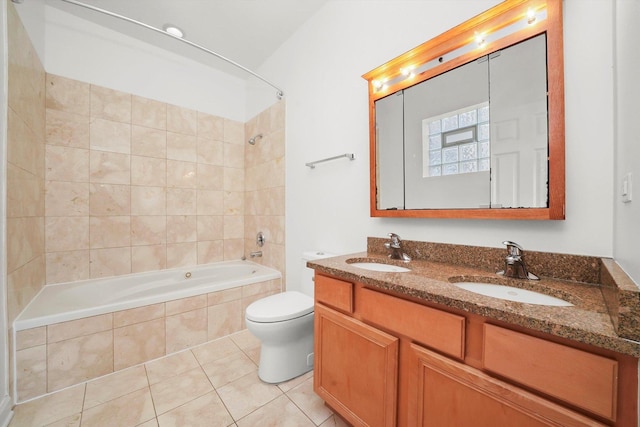 6640 S Kimbark Ave Unit 3, Chicago, IL 60637 - full bath with tiled shower / bath, tile patterned flooring, toilet, and double vanity