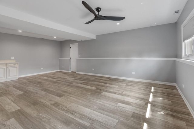50 Kendal Rd, Elk Grove Village, IL 60007 - unfurnished room with a ceiling fan, light wood-style flooring, baseboards, and recessed lighting