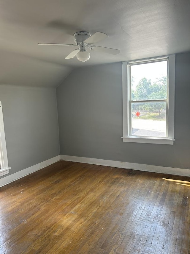 1258 Perry St, Des Plaines, IL 60016 - bonus room featuring wood-type flooring, a ceiling fan, and lofted ceiling