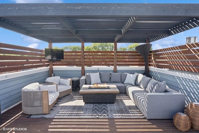1931 W Barry Ave, Chicago, IL 60657 - wooden terrace featuring an outdoor living space with a fire pit