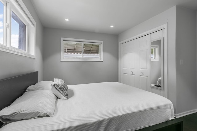 2317 Forest Ave, North Riverside, IL 60546 - bedroom with a closet, recessed lighting, baseboards, and wood finished floors
