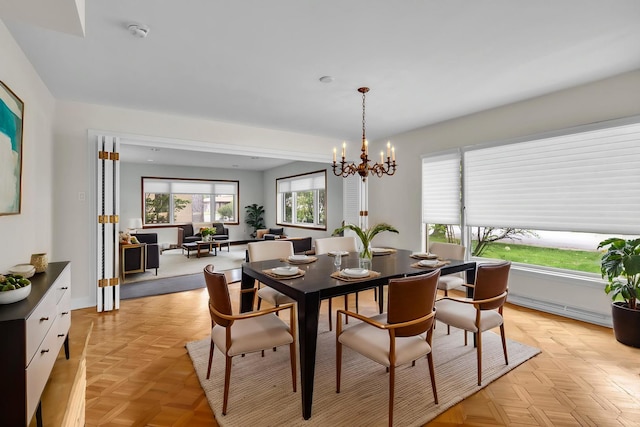 6801 N Lexington Ln, Niles, IL 60714 - dining space with a chandelier and baseboards