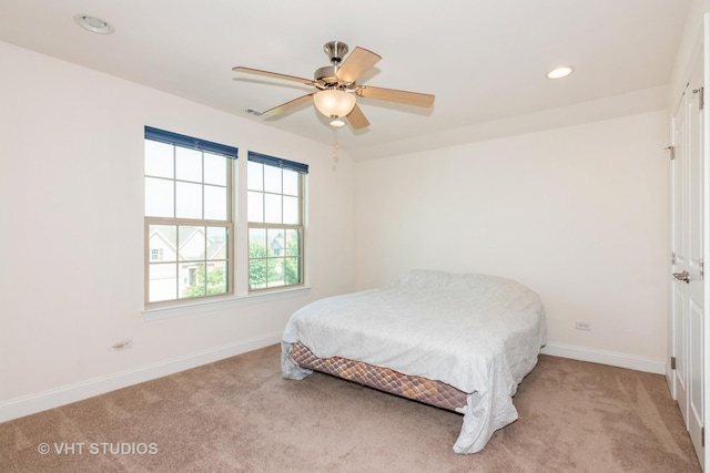 3815 Ridge Pointe Dr, Geneva, IL 60134 - bedroom with light carpet, recessed lighting, and ceiling fan