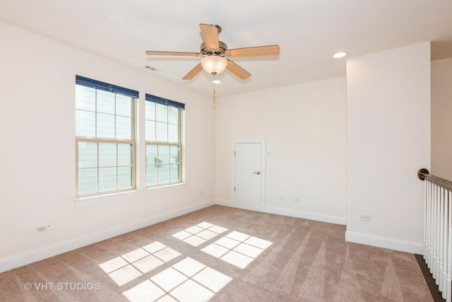 3815 Ridge Pointe Dr, Geneva, IL 60134 - spare room with light colored carpet, ceiling fan, and recessed lighting