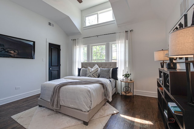 842 Mapleton Ave, Oak Park, IL 60302 - bedroom featuring baseboards, wood finished floors, and high vaulted ceiling
