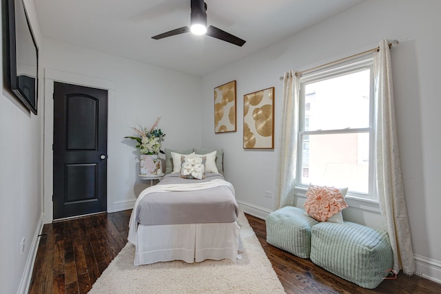 842 Mapleton Ave, Oak Park, IL 60302 - bedroom featuring multiple windows, wood finished floors, baseboards, and ceiling fan