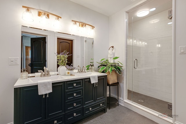 842 Mapleton Ave, Oak Park, IL 60302 - bathroom featuring a shower stall and double vanity