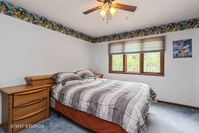 38695 N Shagbark Ln, Wadsworth, IL 60083 - bedroom with carpet, baseboards, and ceiling fan