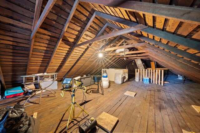 attic with an upstairs landing