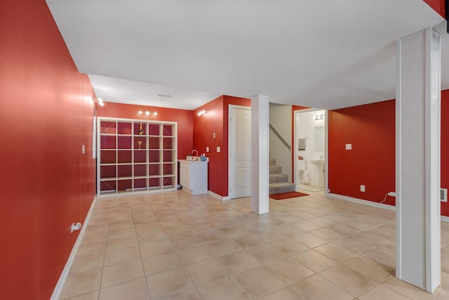 119 Allerton Dr, Schaumburg, IL 60194 - spare room with baseboards, stairway, and light tile patterned floors