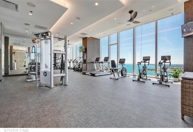 363 E Wacker Dr Unit 1903, Chicago, IL 60601 - workout area with a wall of windows and ceiling fan