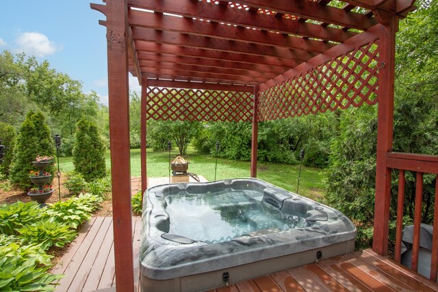 5419 Rita Ave, Crystal Lake, IL 60014 - wooden terrace with a lawn and a pergola