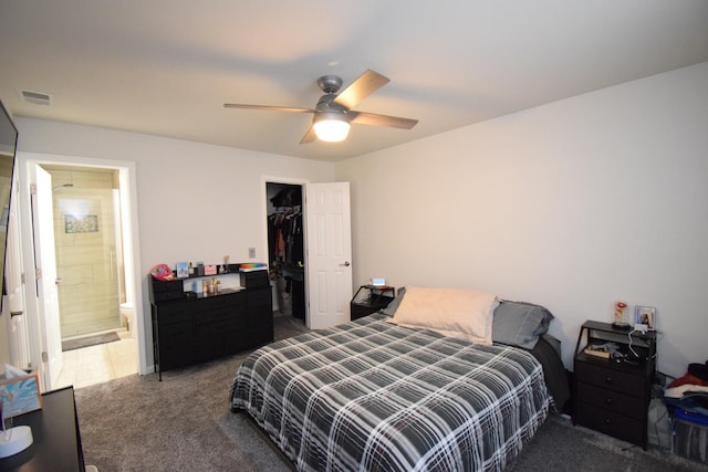 378 Wilmington Dr Unit B1, Bartlett, IL 60103 - carpeted bedroom featuring ceiling fan, ensuite bath, and a closet
