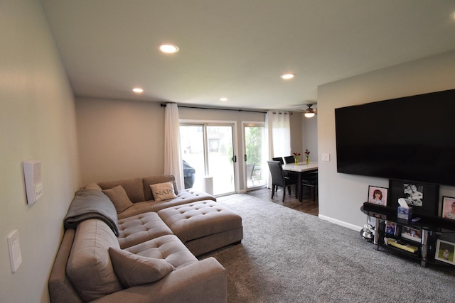 378 Wilmington Dr Unit B1, Bartlett, IL 60103 - carpeted living area with recessed lighting, baseboards, and a ceiling fan