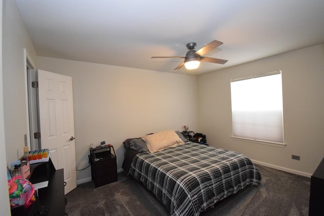 378 Wilmington Dr Unit B1, Bartlett, IL 60103 - bedroom with dark carpet, baseboards, and ceiling fan