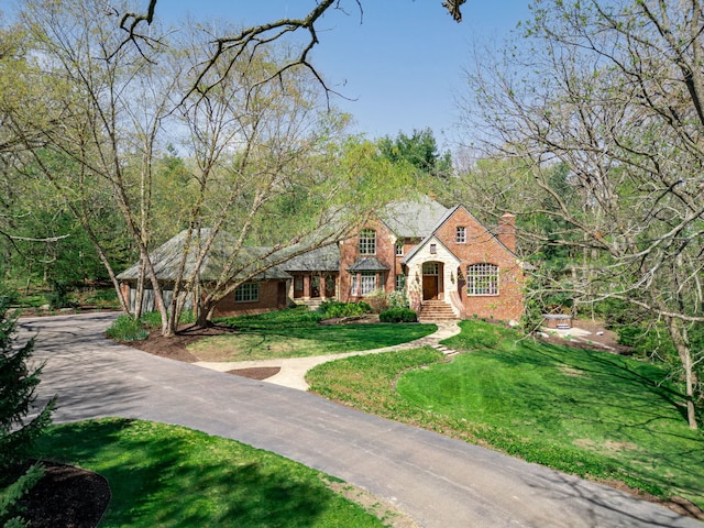 9430 Reserve Dr, Caledonia, IL 61011 - view of front of house featuring a chimney and a front yard