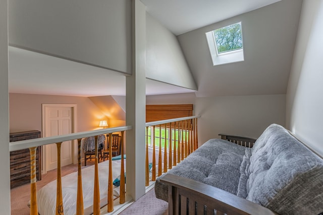 9430 Reserve Dr, Caledonia, IL 61011 - stairway featuring a skylight and carpet floors