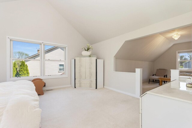 2164 Tellis Ln, Lisle, IL 60532 - bedroom featuring vaulted ceiling, light carpet, and baseboards