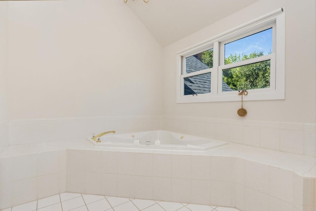 2164 Tellis Ln, Lisle, IL 60532 - bathroom with vaulted ceiling, a bath, and tile patterned floors