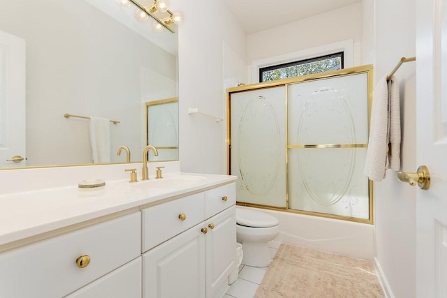 2164 Tellis Ln, Lisle, IL 60532 - bathroom with tile patterned flooring, vanity, enclosed tub / shower combo, and toilet
