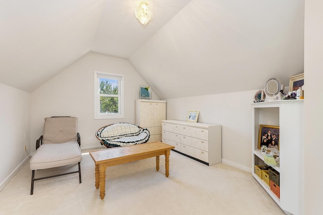 2164 Tellis Ln, Lisle, IL 60532 - living area featuring lofted ceiling, light colored carpet, and baseboards