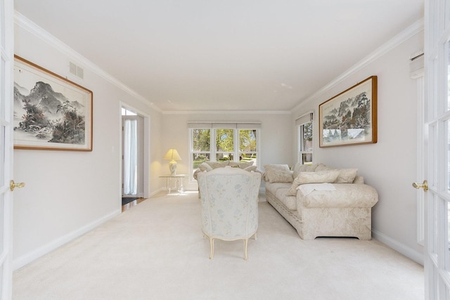 2164 Tellis Ln, Lisle, IL 60532 - living area featuring carpet floors, ornamental molding, and baseboards