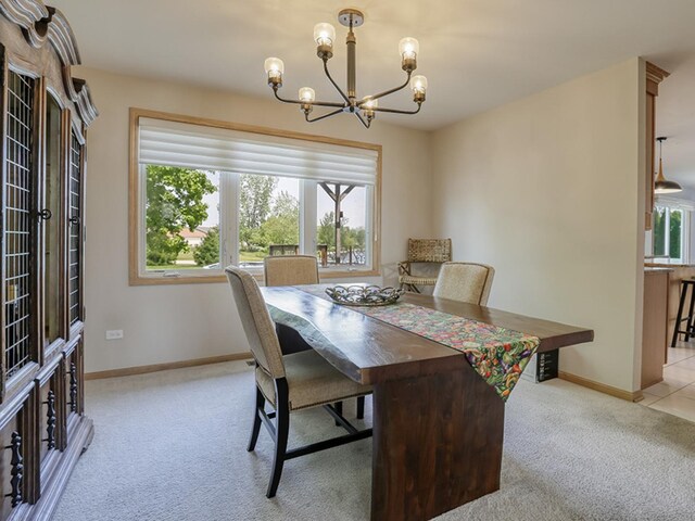 1372 Pheasant Chase Cir, Beecher, IL 60401 - dining space featuring light carpet, healthy amount of natural light, and a chandelier