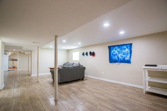 9226 S Ellis Ave, Chicago, IL 60619 - game room with light wood finished floors, baseboards, and recessed lighting