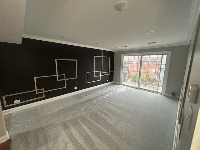 6135 W 94th St Unit C6, Oak Lawn, IL 60453 - empty room featuring ornamental molding, carpet floors, and baseboards
