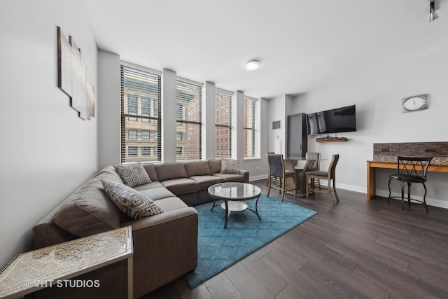 8 W Monroe St Unit 1205, Chicago, IL 60603 - living room with dark wood finished floors, healthy amount of natural light, and baseboards