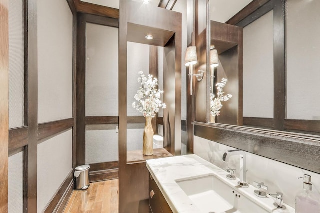 6535 N Tower Circle Dr, Lincolnwood, IL 60712 - bathroom with wood finished floors and vanity