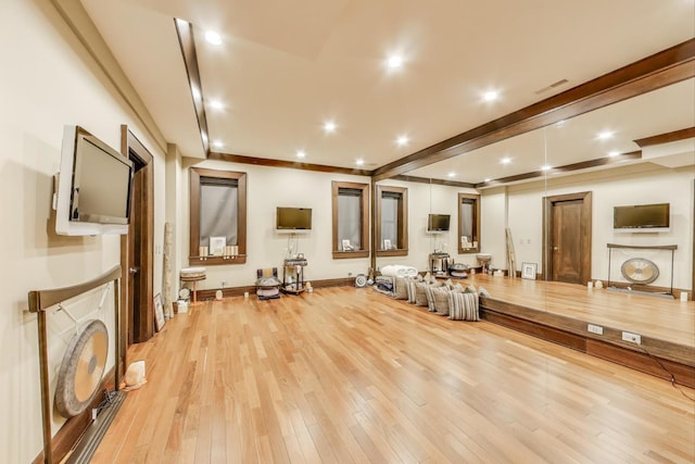 6535 N Tower Circle Dr, Lincolnwood, IL 60712 - exercise area featuring recessed lighting and light wood-type flooring